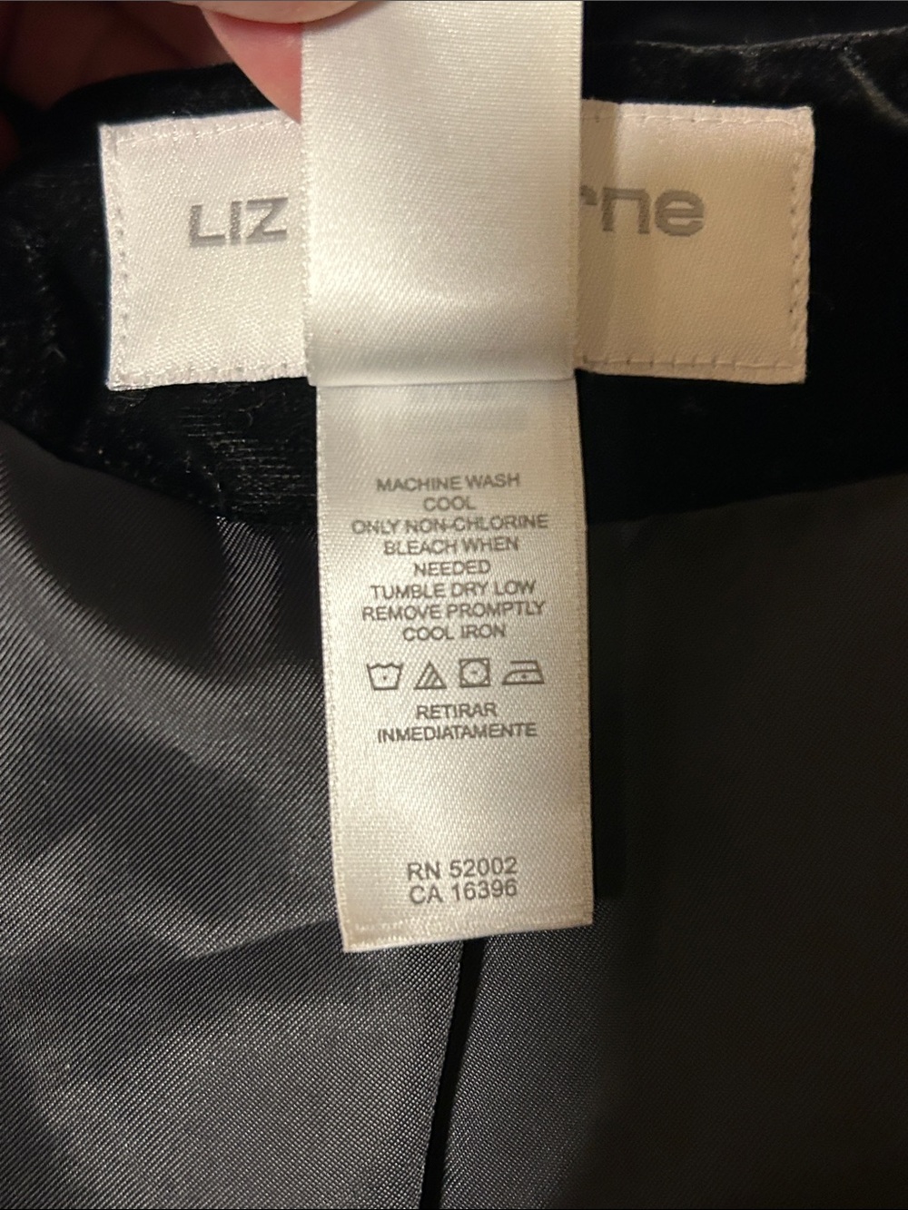 Liz Claiborne Black Velvet Single-Breasted Blazer - Picture 7 of 7